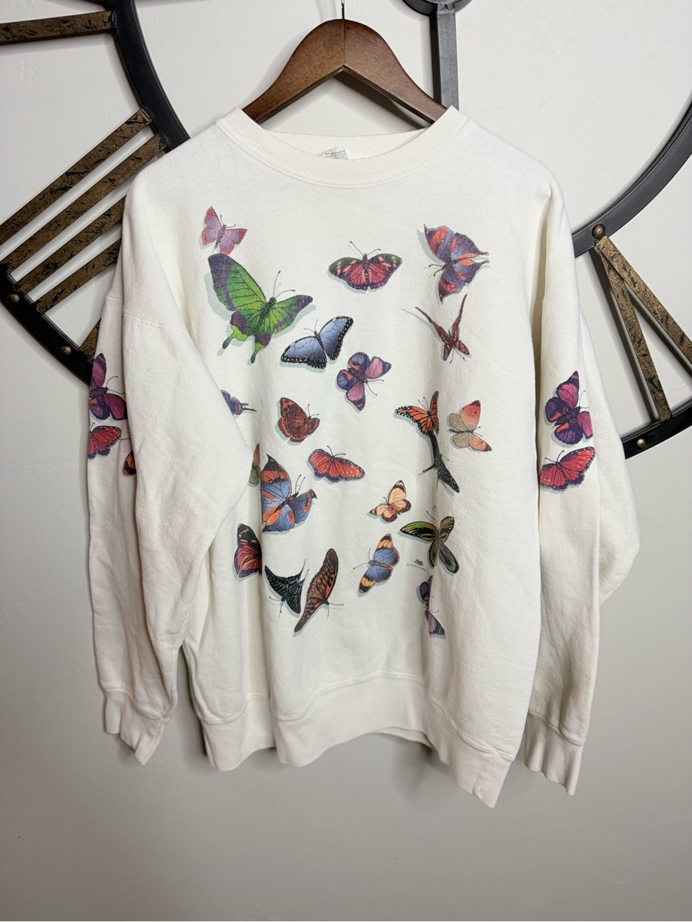 Vintage Dan Gilburt White Butterfly Graphic Sweatshirt